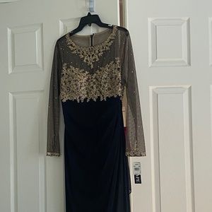 Navy blue and Gold formal length dress